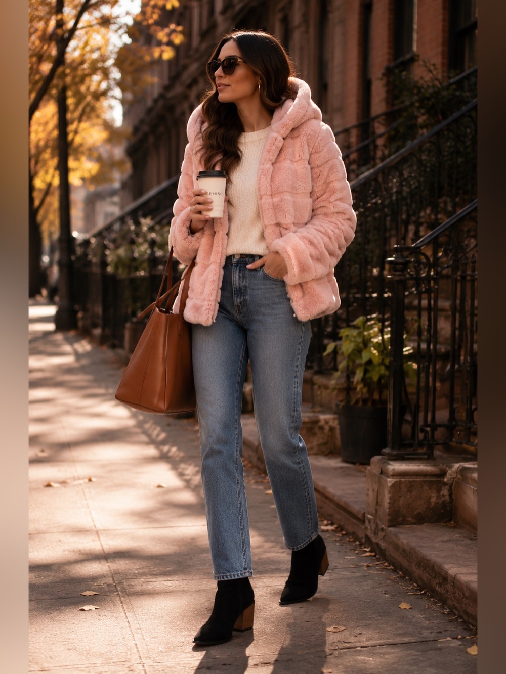 APPARIS Goldie Hooded Faux Fur Coat Blush Pink Teddy Jacket Size L